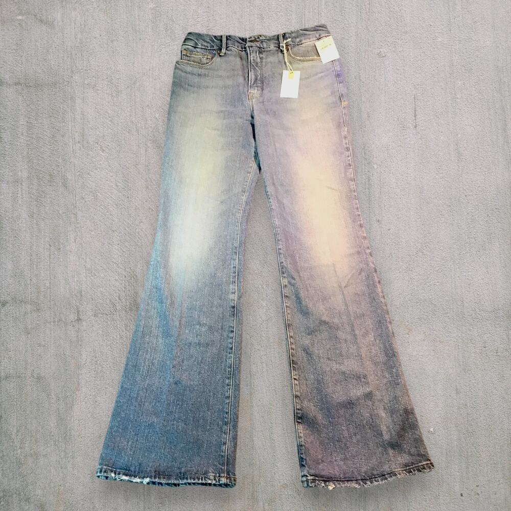 Good American Good Classic Slim Bootcut Jeans Distressed Blue Size 10/30 NWT
